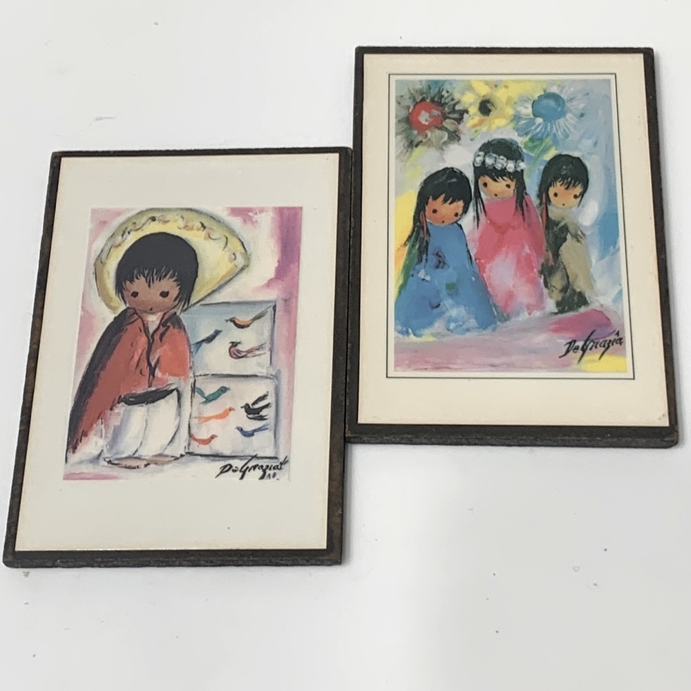 De Grazia mini picture framed vintage
